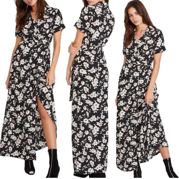 NWT Volcom Black Floral Maxi Dress Small - Picture 2 of 2
